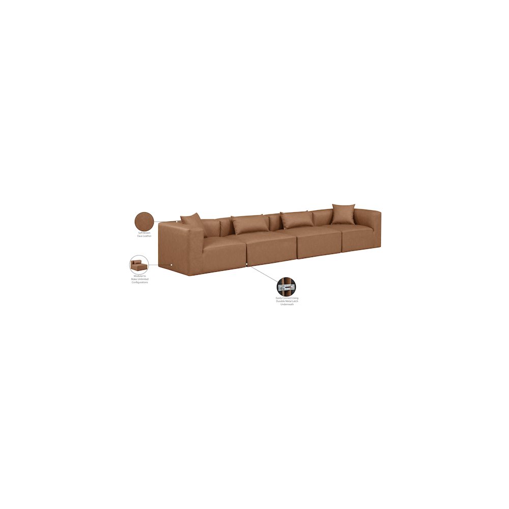 Cube Brown Vegan Leather Modular Sofa. Picture 8