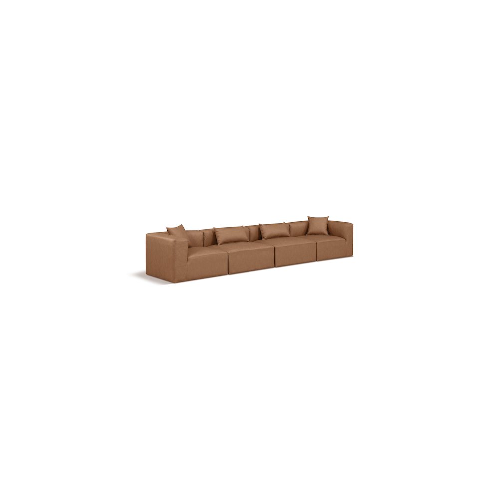 Cube Brown Vegan Leather Modular Sofa. Picture 1