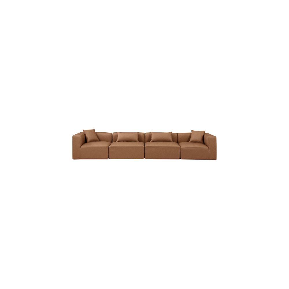 Cube Brown Vegan Leather Modular Sofa. Picture 3