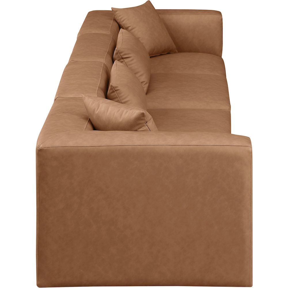 Cube Brown Vegan Leather Modular Sofa. Picture 4