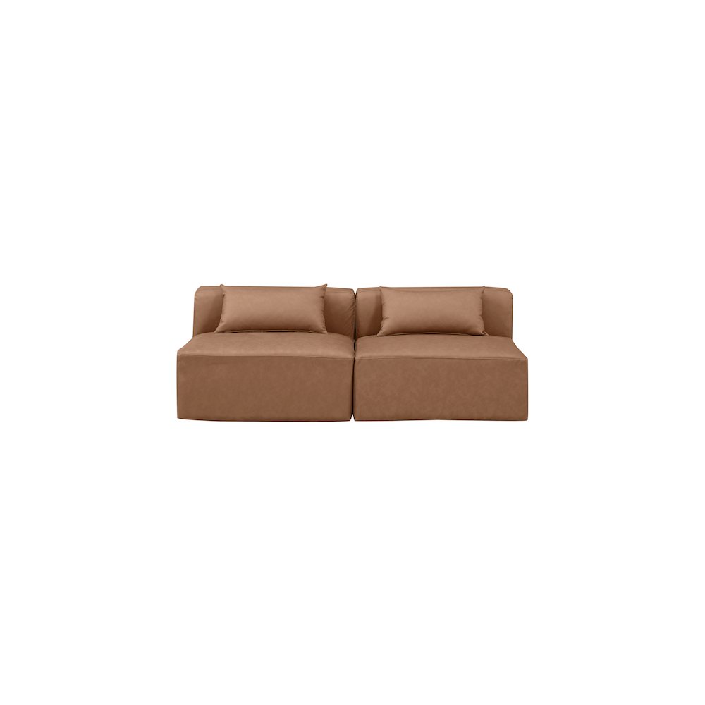 Cube Brown Vegan Leather Modular Sofa. Picture 3