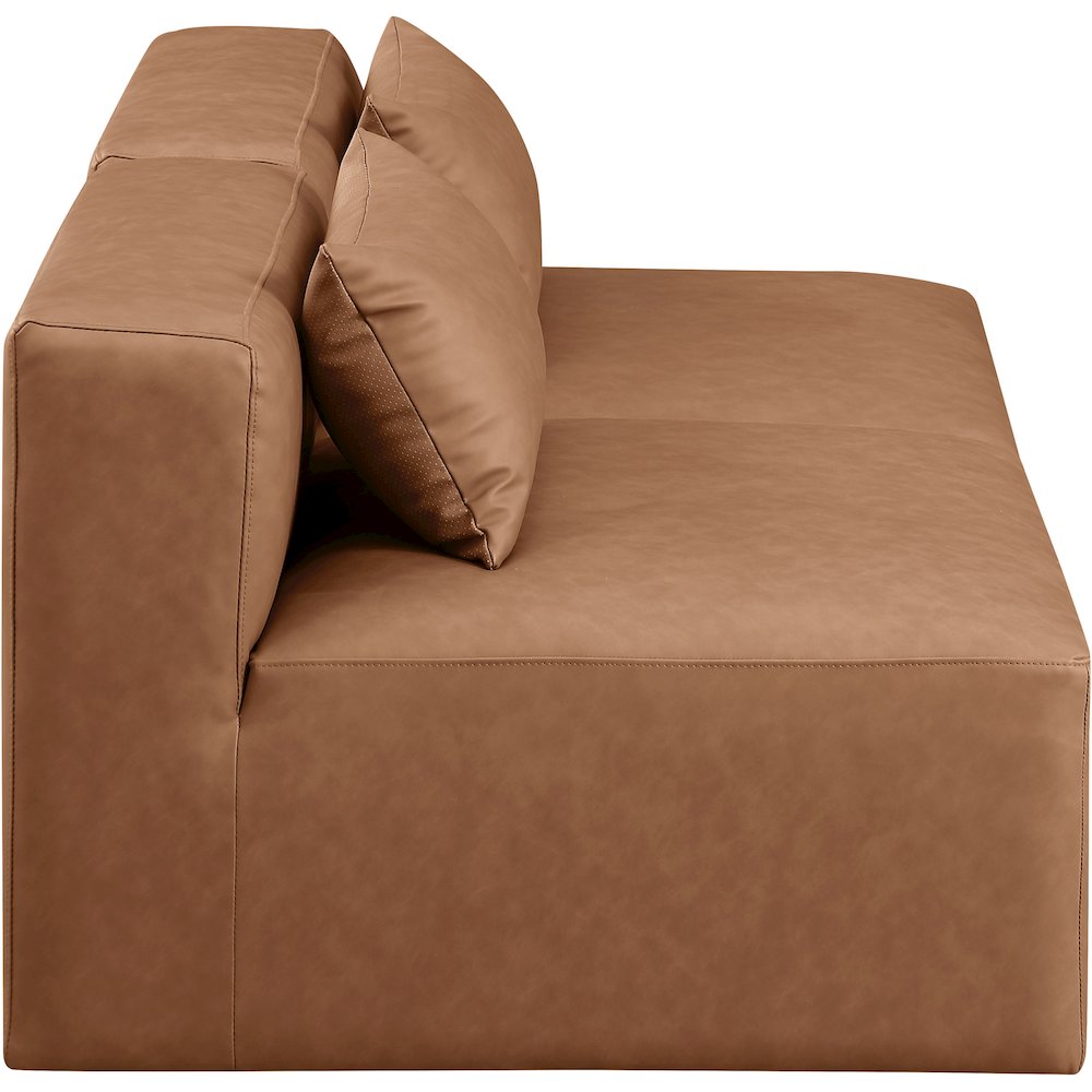 Cube Brown Vegan Leather Modular Sofa. Picture 4