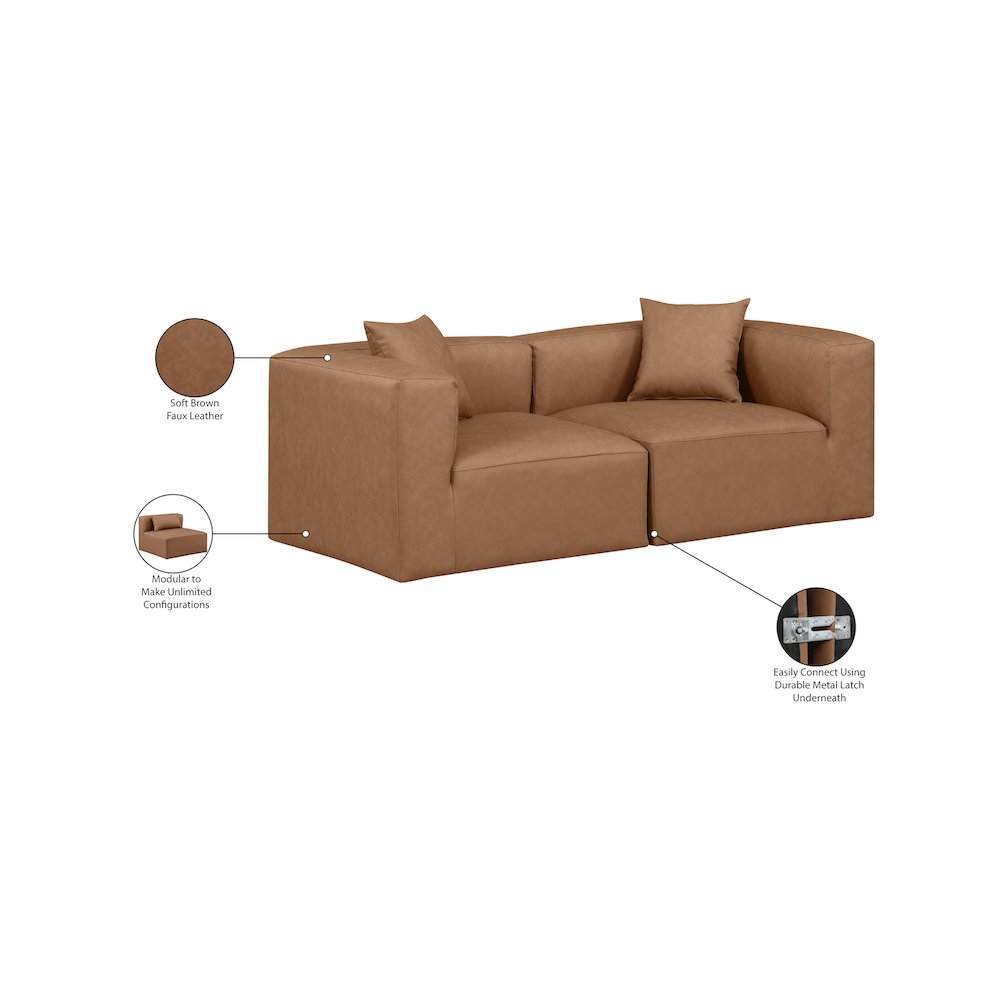 Cube Brown Vegan Leather Modular Sofa. Picture 8