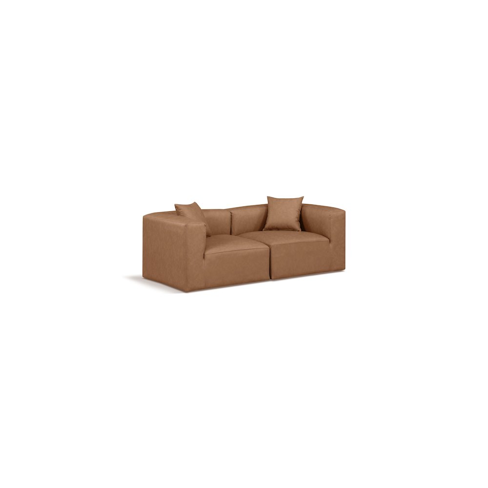 Cube Brown Vegan Leather Modular Sofa. Picture 1