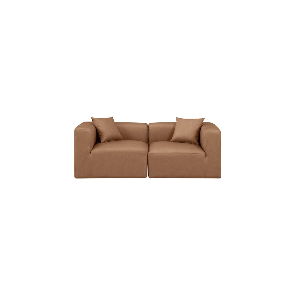 Cube Brown Vegan Leather Modular Sofa. Picture 3