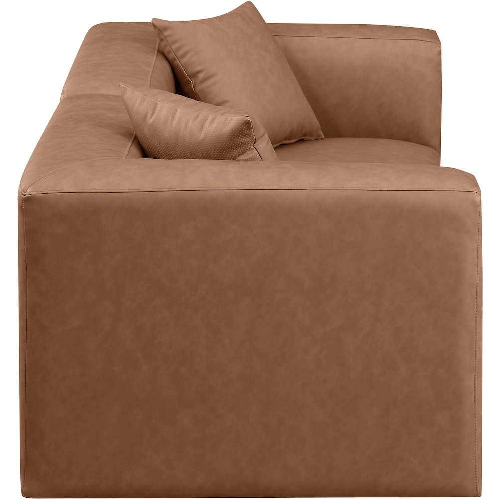 Cube Brown Vegan Leather Modular Sofa. Picture 4