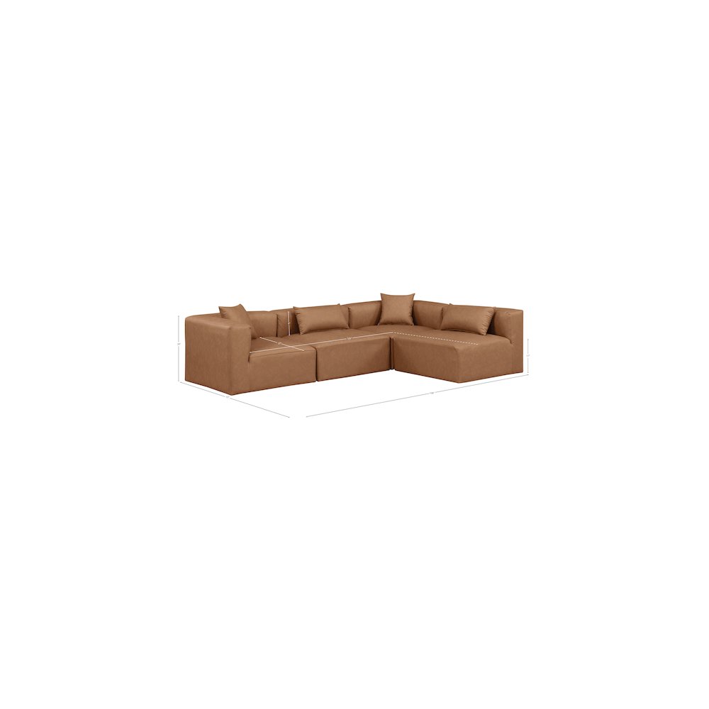 Cube Brown Vegan Leather Modular Sectional. Picture 8