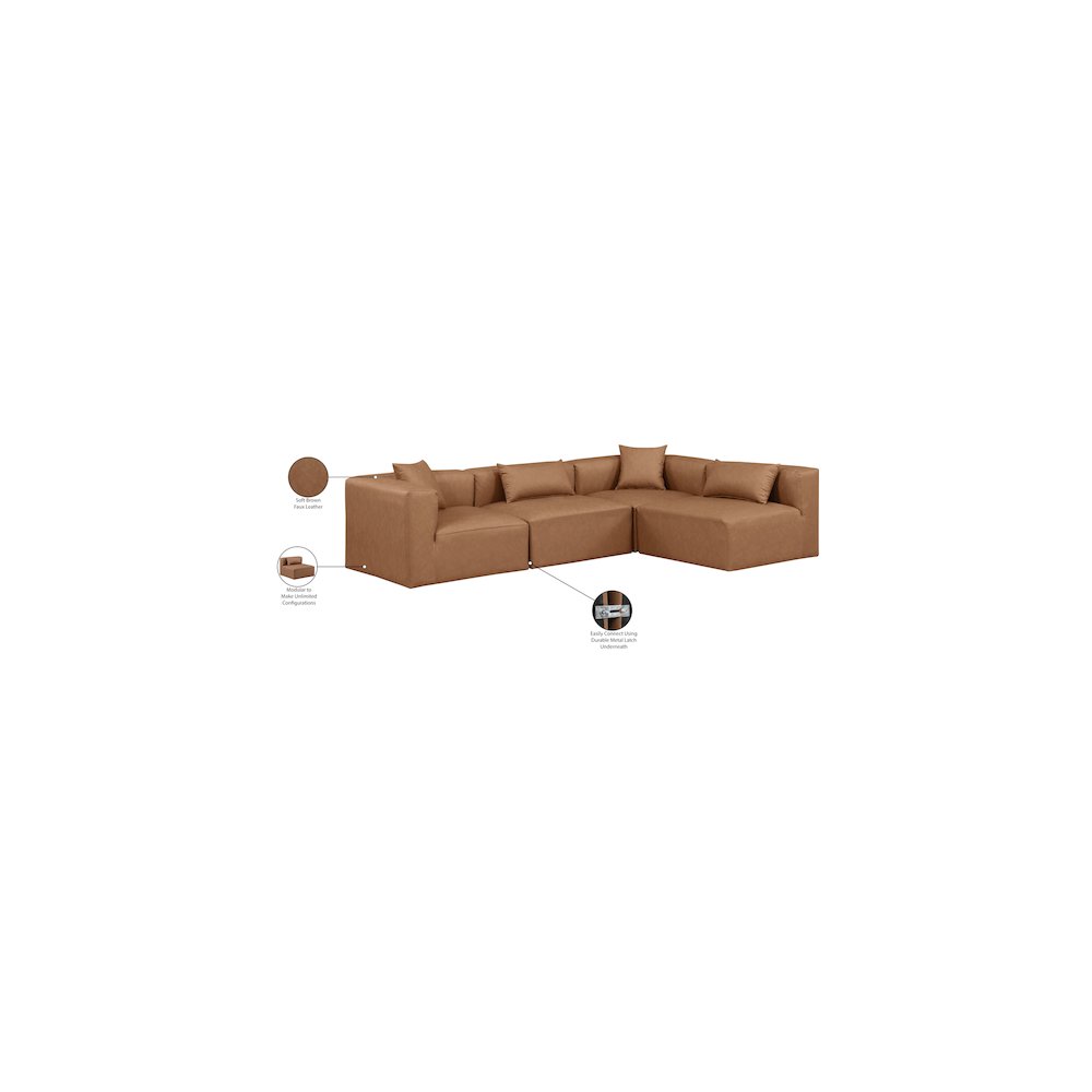 Cube Brown Vegan Leather Modular Sectional. Picture 9