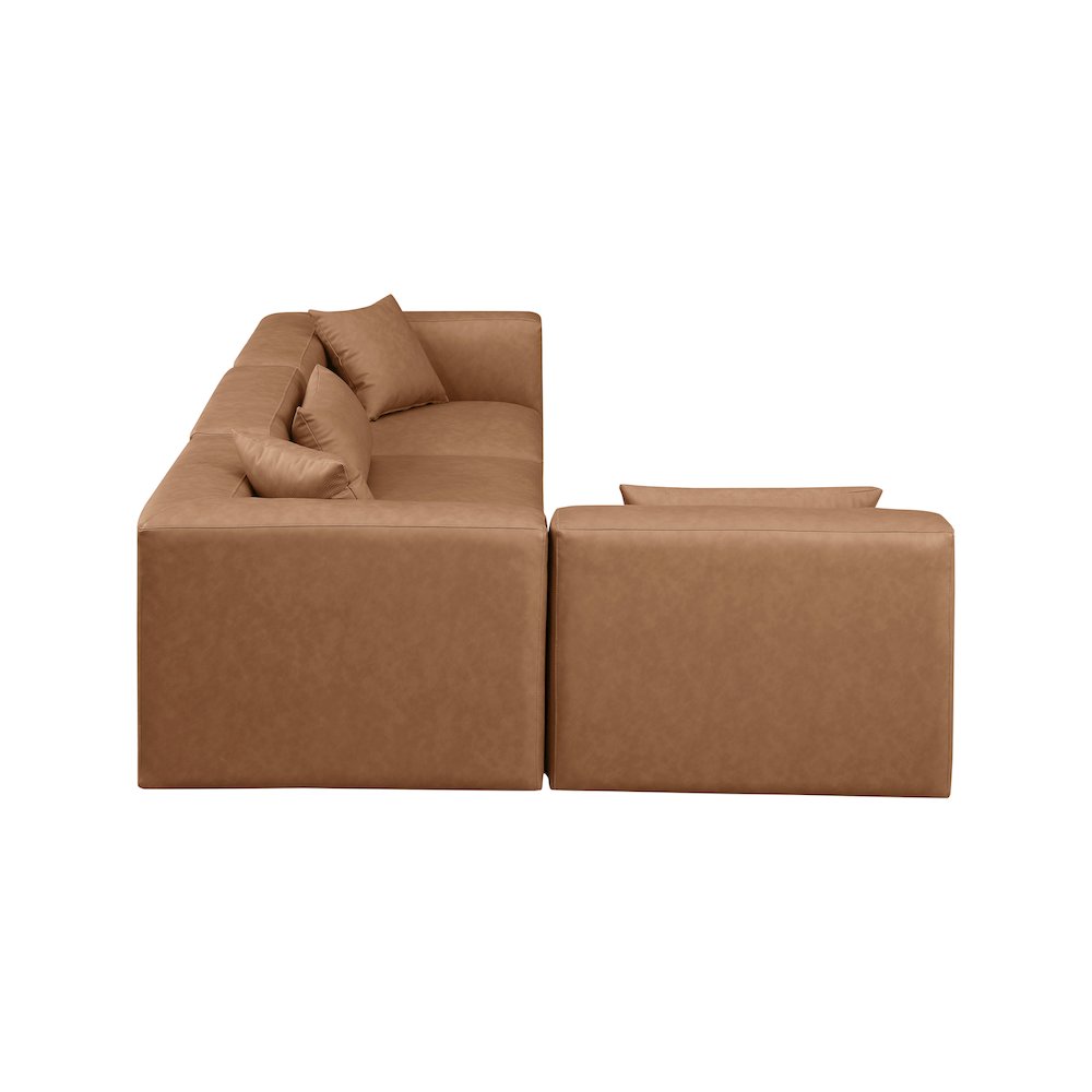 Cube Brown Vegan Leather Modular Sectional. Picture 4