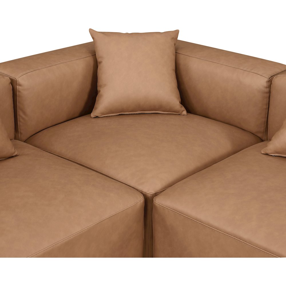 Cube Brown Vegan Leather Modular Sectional. Picture 6