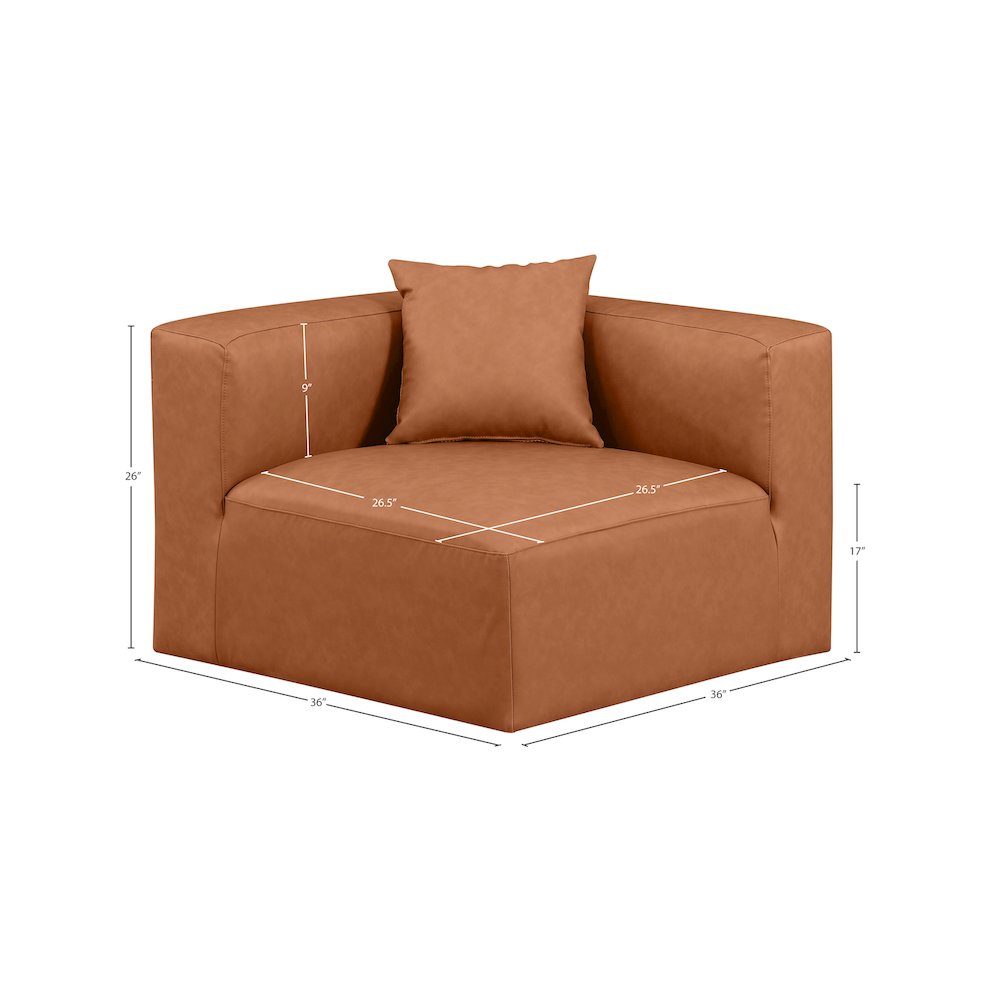 Cube Cognac Vegan Leather Corner Chair. Picture 7