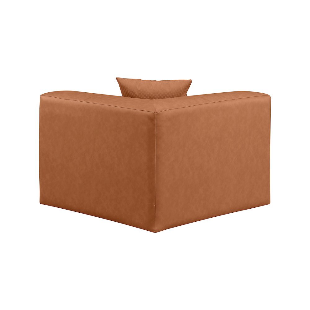 Cube Cognac Vegan Leather Corner Chair. Picture 2
