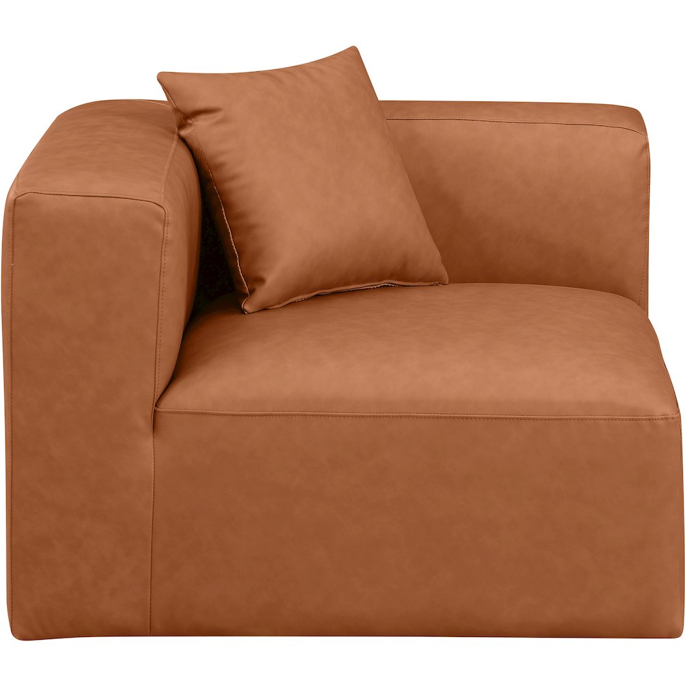 Cube Cognac Vegan Leather Corner Chair. Picture 3