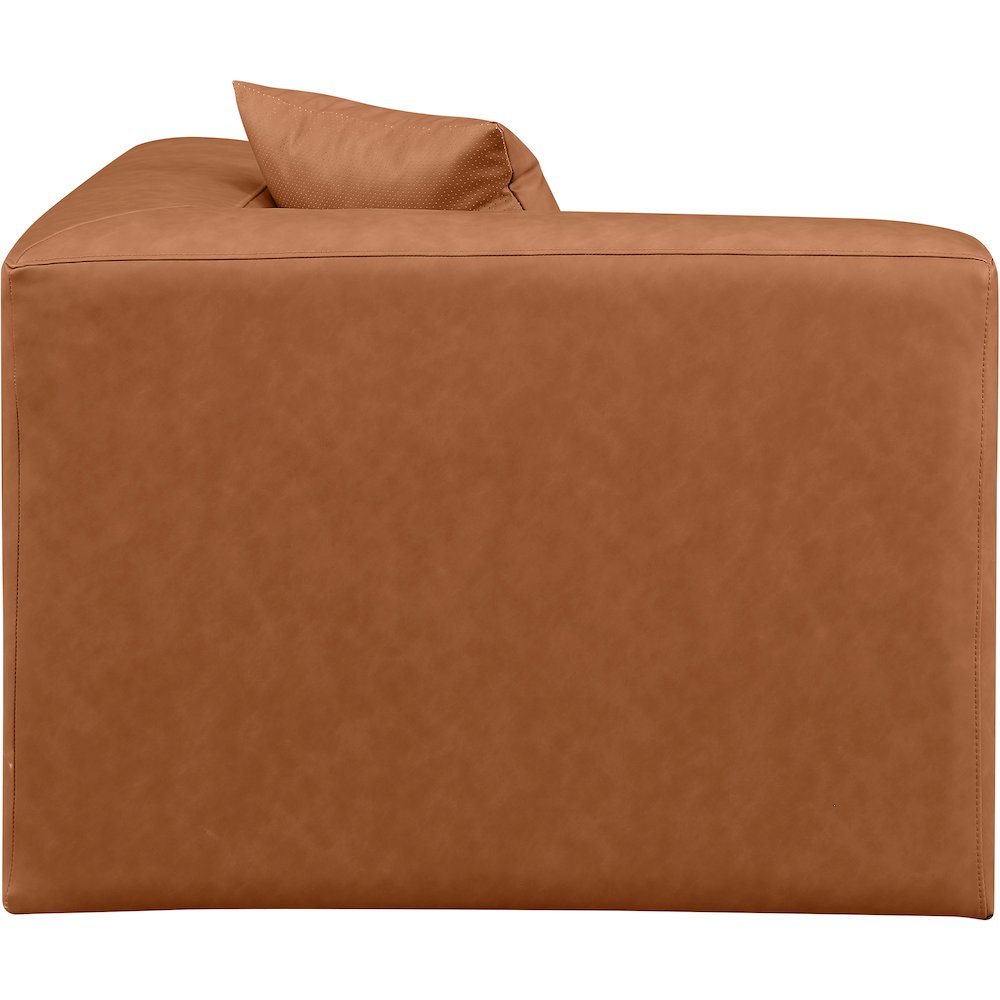 Cube Cognac Vegan Leather Corner Chair. Picture 4