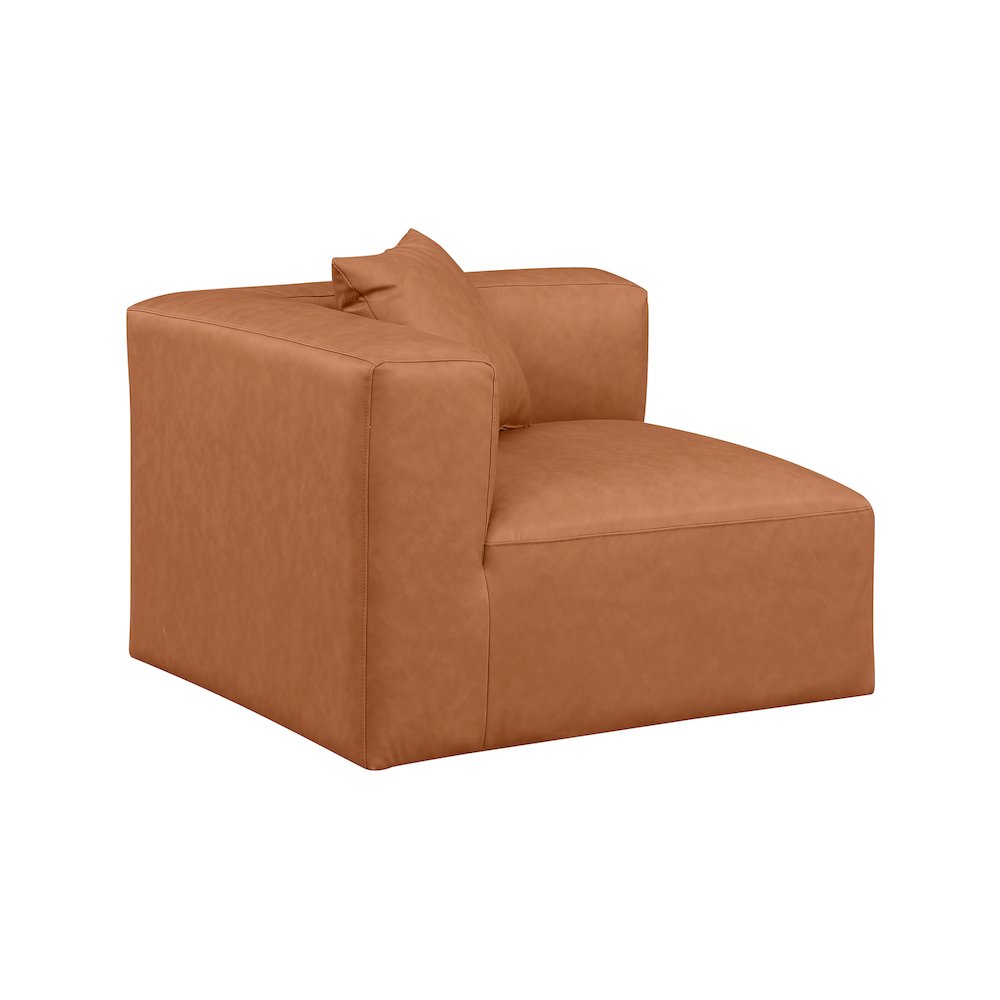 Cube Cognac Vegan Leather Corner Chair. Picture 5