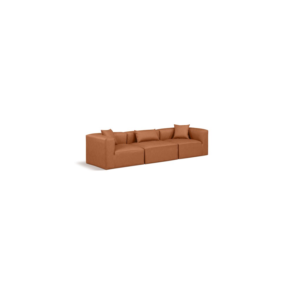 Cube Cognac Vegan Leather Modular Sofa. Picture 1