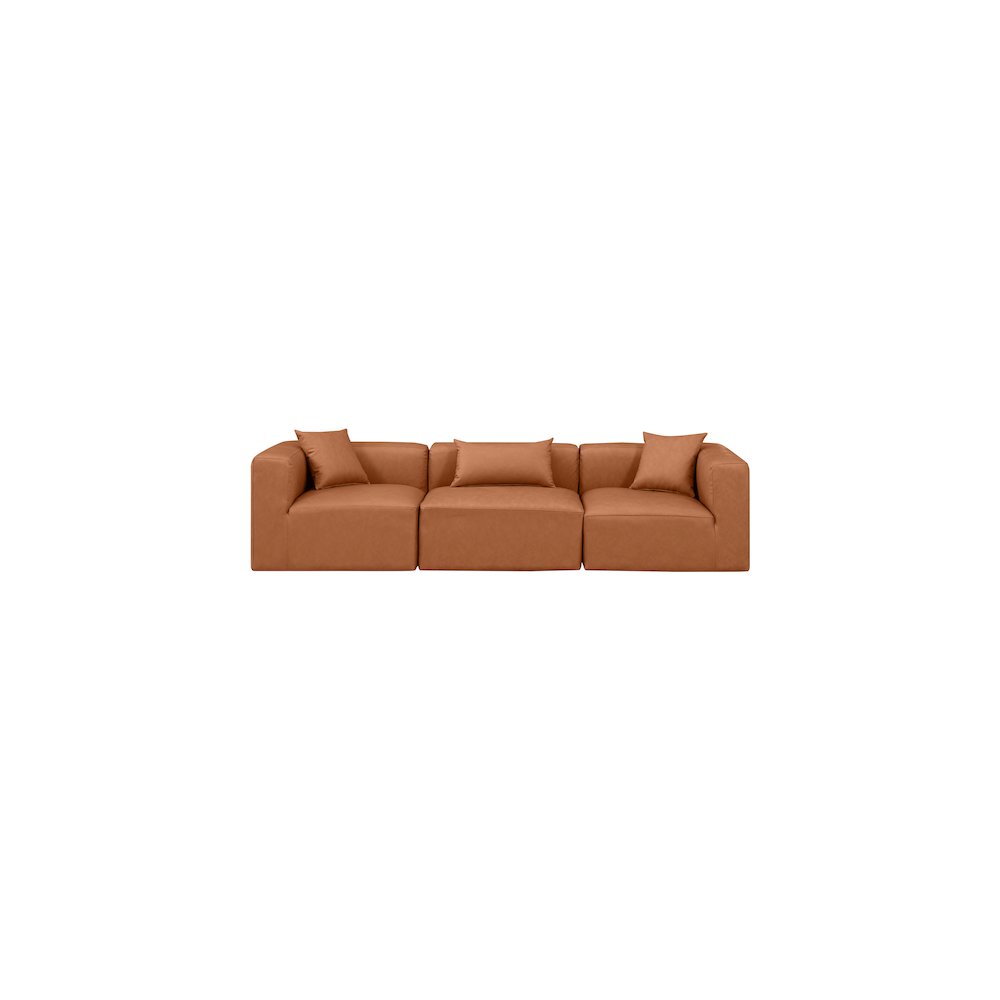 Cube Cognac Vegan Leather Modular Sofa. Picture 3