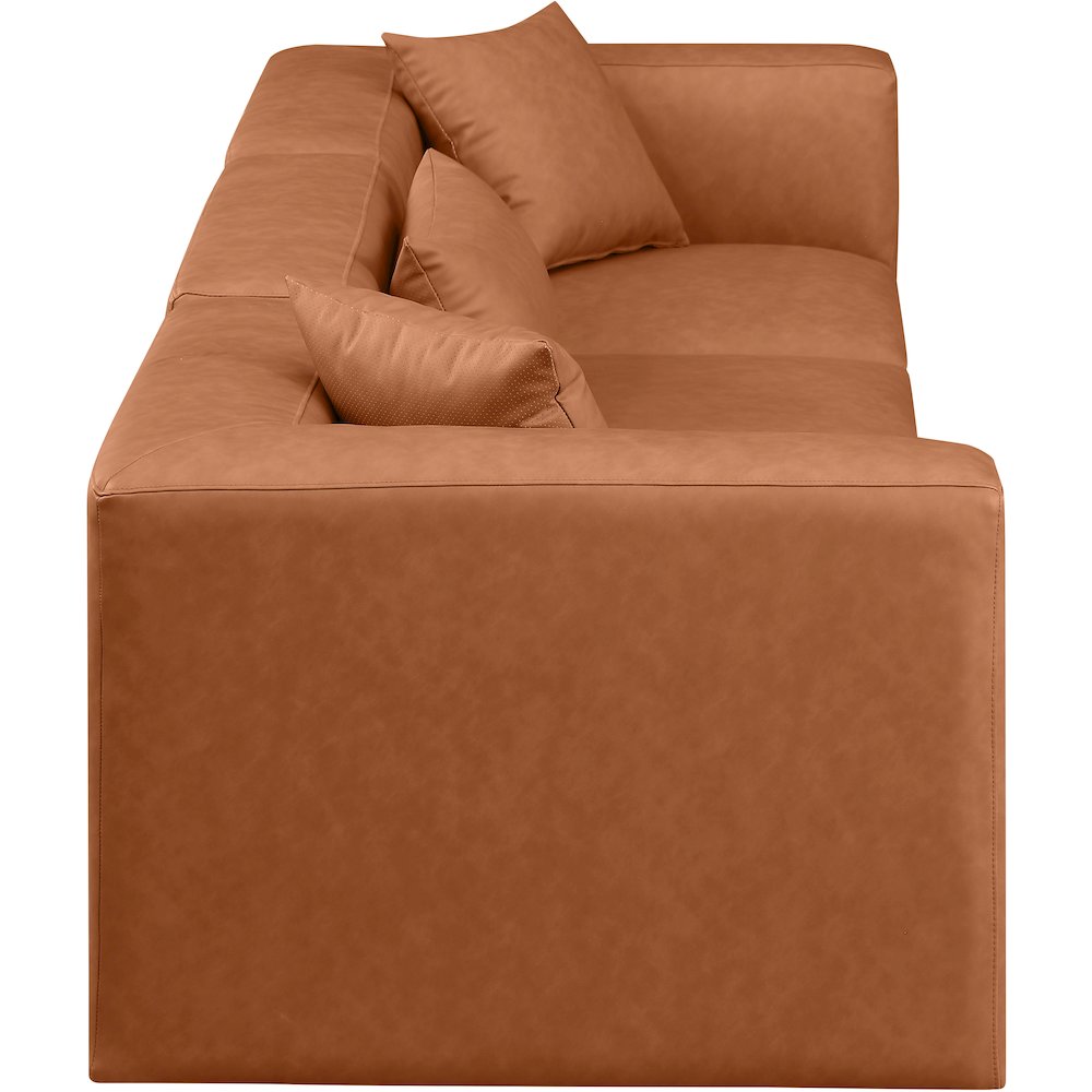 Cube Cognac Vegan Leather Modular Sofa. Picture 4