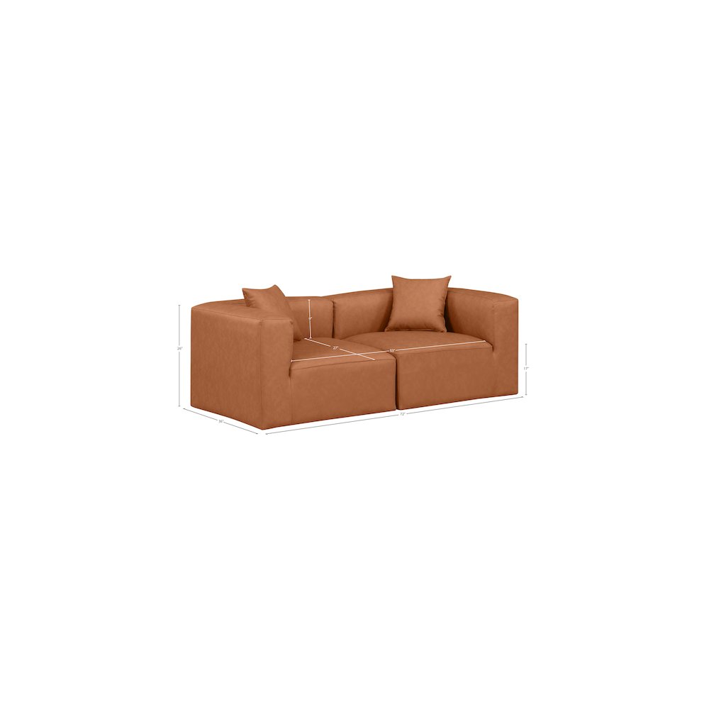 Cube Cognac Vegan Leather Modular Sofa. Picture 7