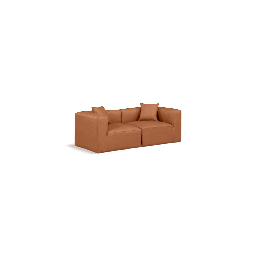 Cube Cognac Vegan Leather Modular Sofa. Picture 1