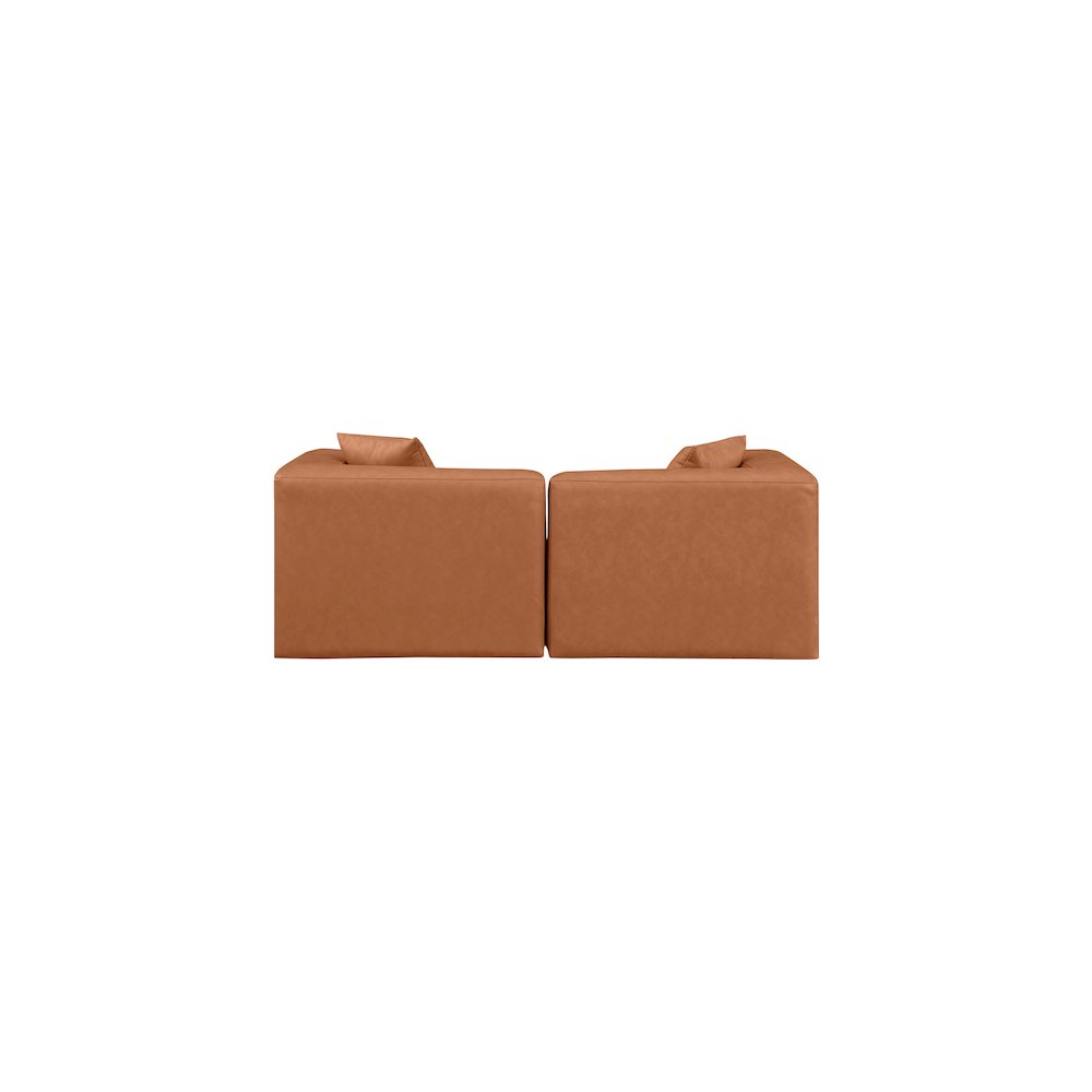 Cube Cognac Vegan Leather Modular Sofa. Picture 2