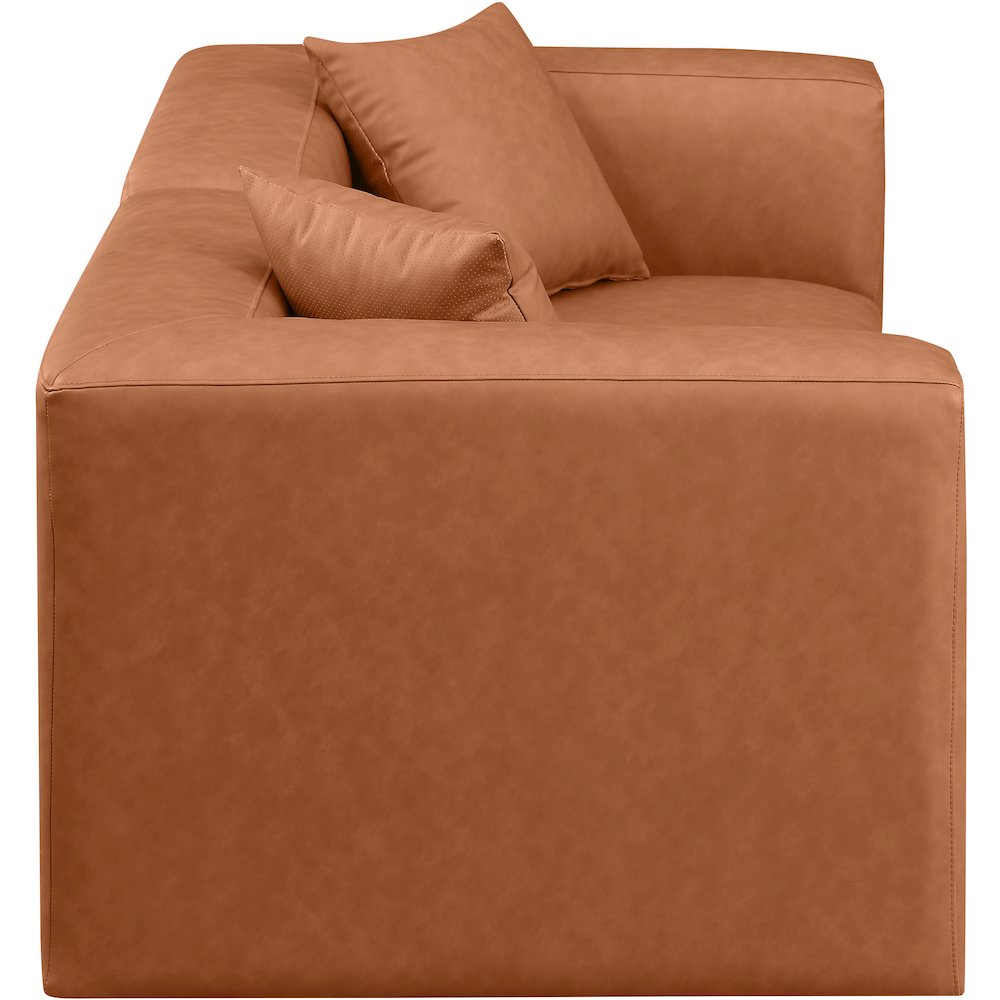 Cube Cognac Vegan Leather Modular Sofa. Picture 4