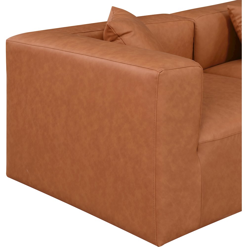Cube Cognac Vegan Leather Modular Sofa. Picture 5