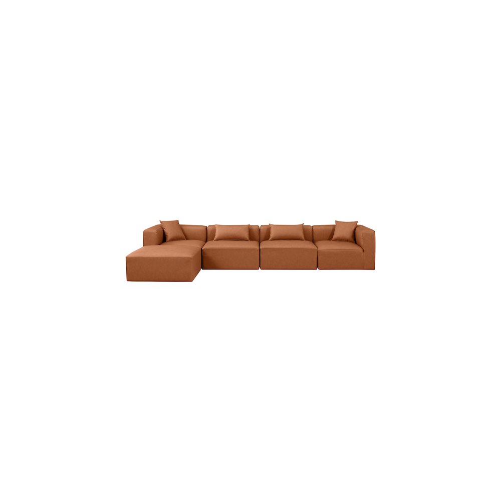 Cube Cognac Vegan Leather Modular Sectional. Picture 3