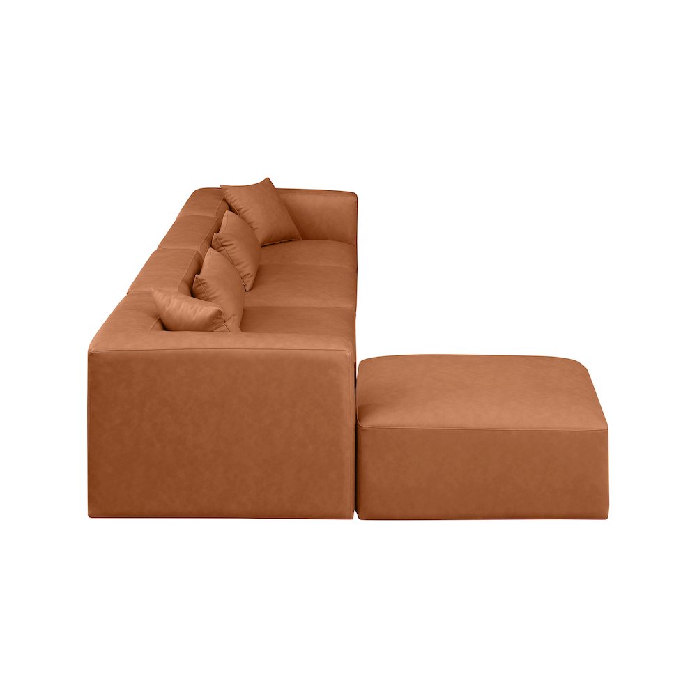 Cube Cognac Vegan Leather Modular Sectional. Picture 4