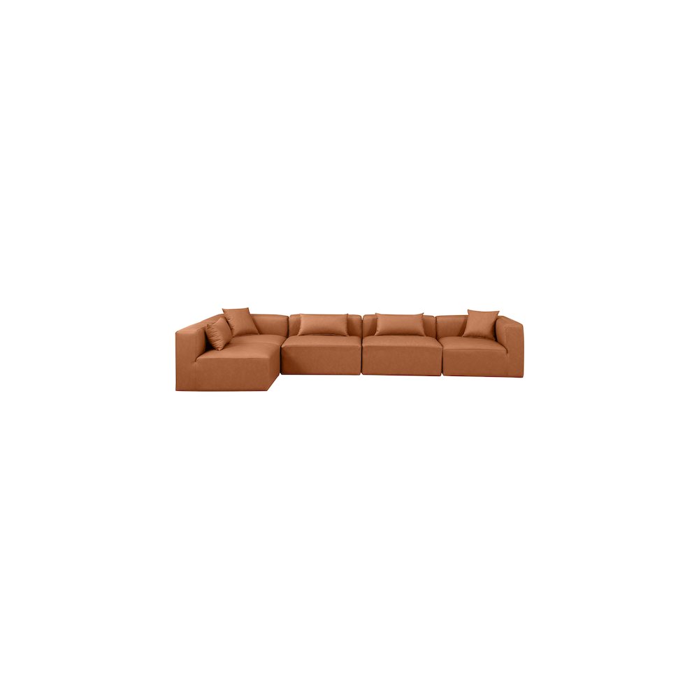 Cube Cognac Vegan Leather Modular Sectional. Picture 3