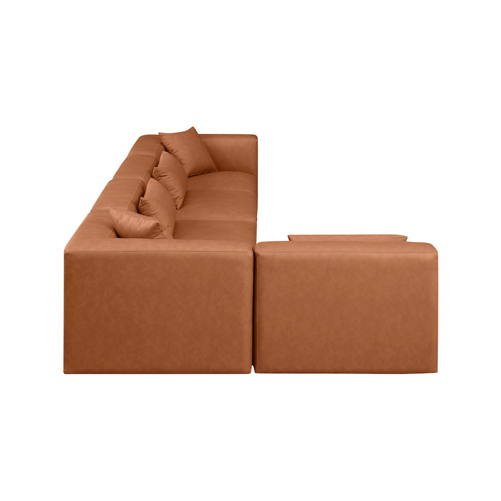 Cube Cognac Vegan Leather Modular Sectional. Picture 4