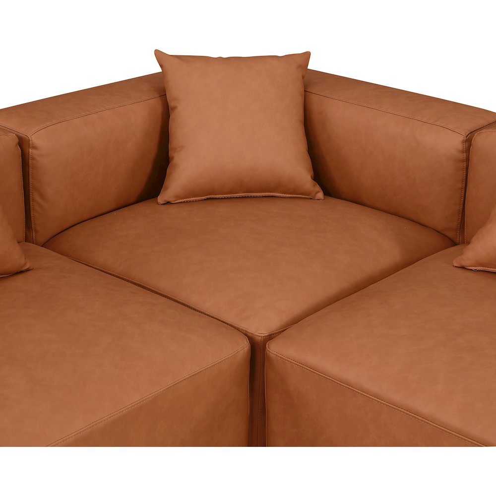 Cube Cognac Vegan Leather Modular Sectional. Picture 6