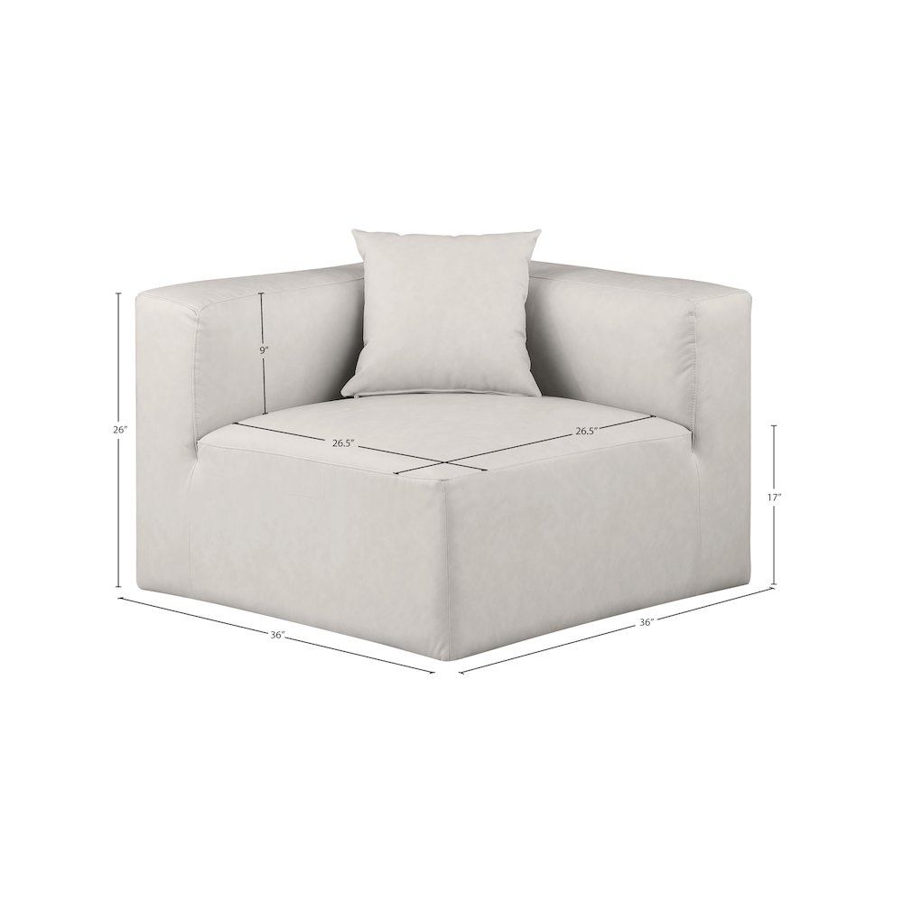 Cube Cream Vegan Leather Corner Chair. Picture 7