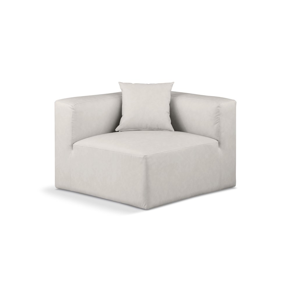 Cube Cream Vegan Leather Corner Chair. Picture 1