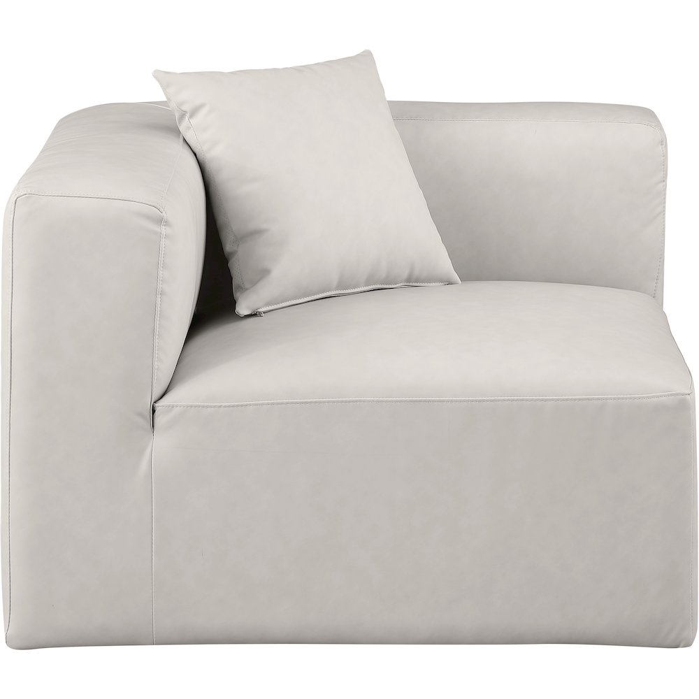 Cube Cream Vegan Leather Corner Chair. Picture 3