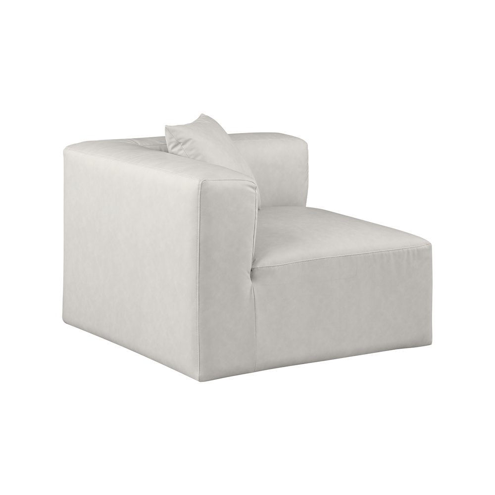 Cube Cream Vegan Leather Corner Chair. Picture 5