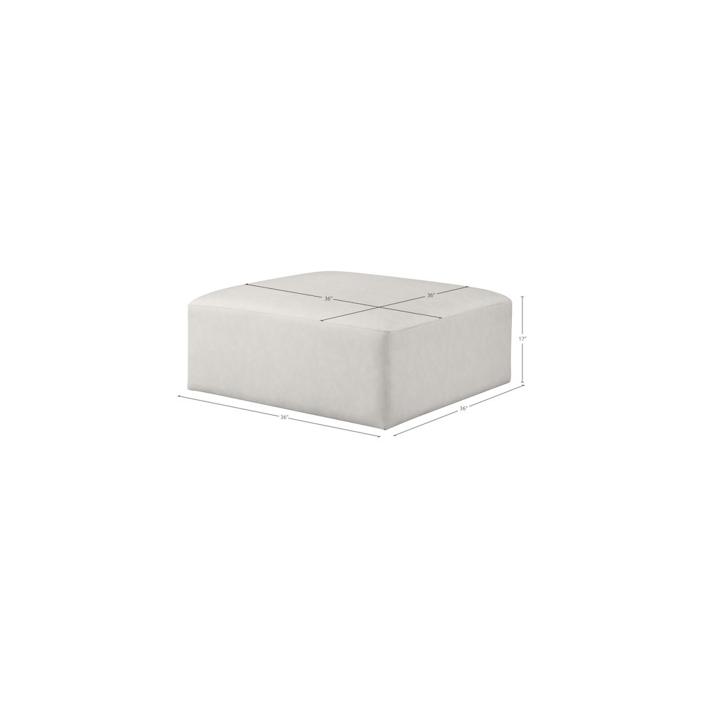 Cube Cream Vegan Leather Ottoman. Picture 4