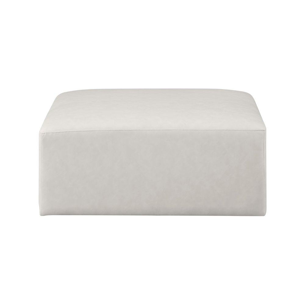 Cube Cream Vegan Leather Ottoman. Picture 2