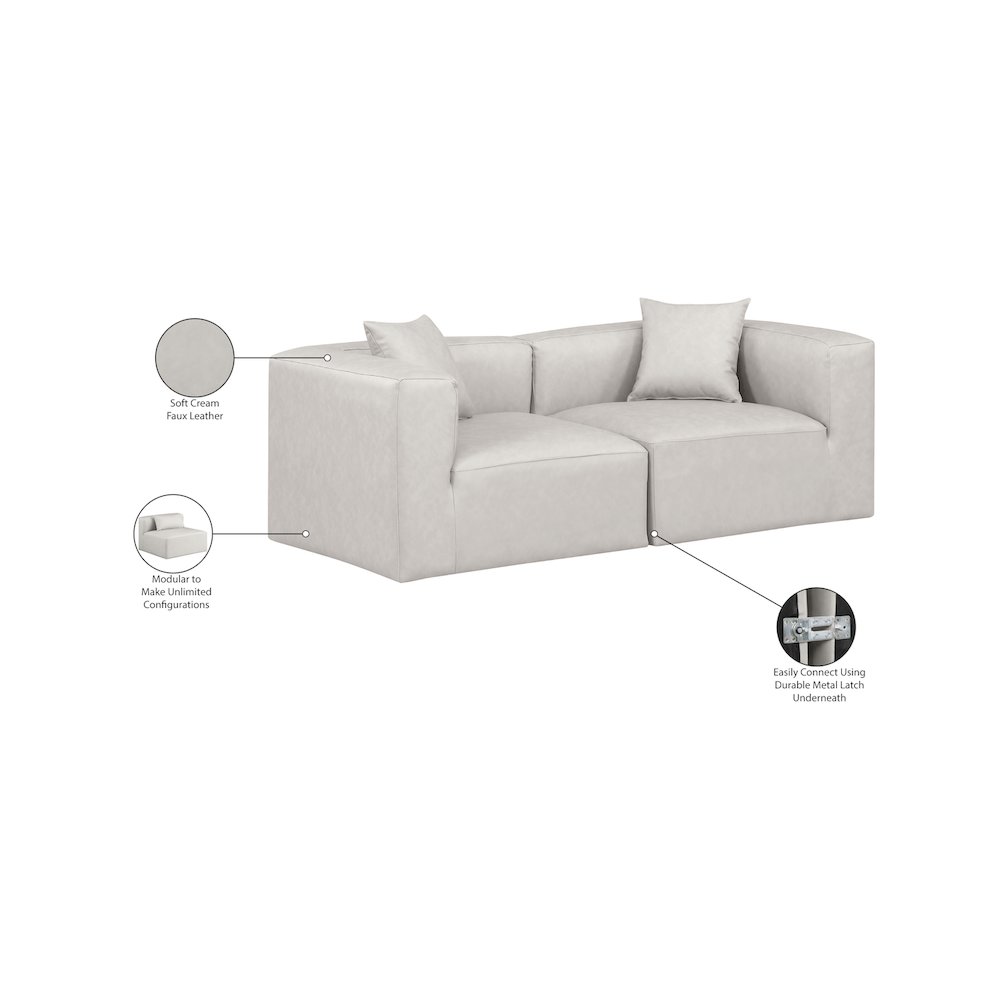 Cube Cream Vegan Leather Modular Sofa. Picture 8