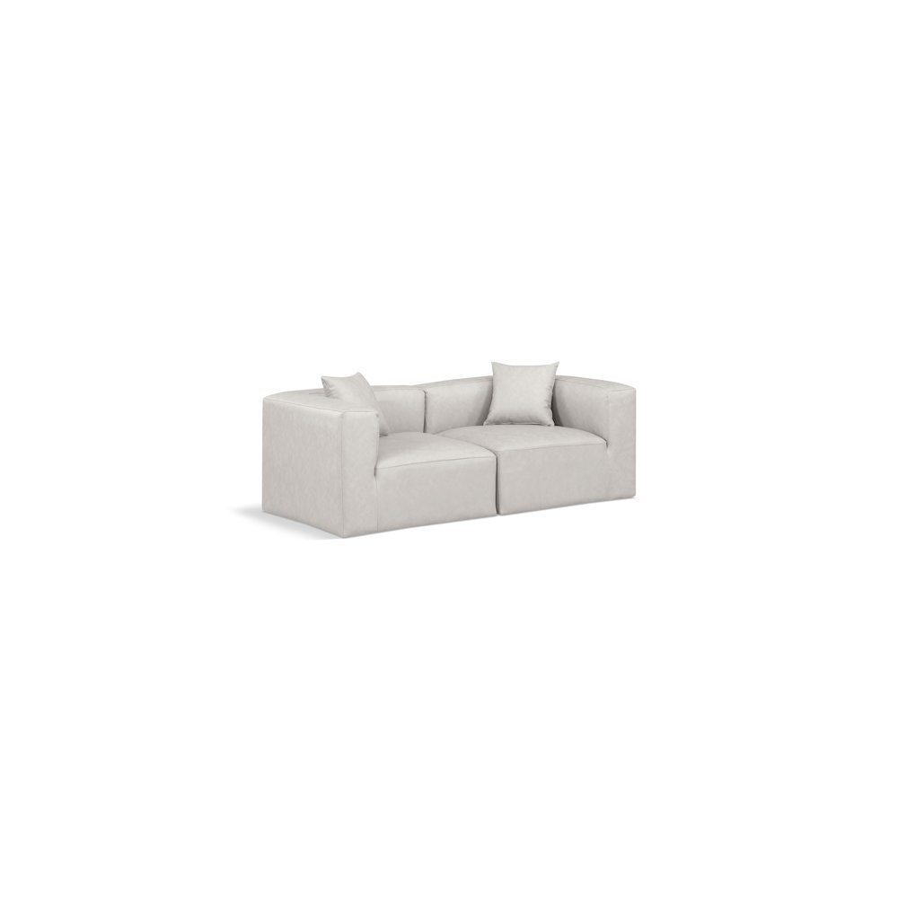 Cube Cream Vegan Leather Modular Sofa. Picture 1