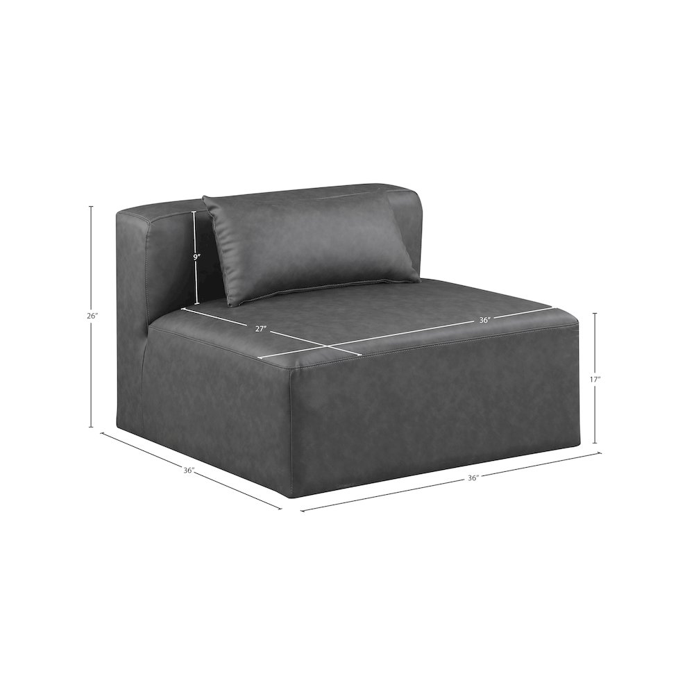 Cube Charcoal Grey Vegan Leather Armless Chair. Picture 7