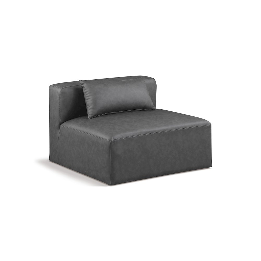 Cube Charcoal Grey Vegan Leather Armless Chair. Picture 1
