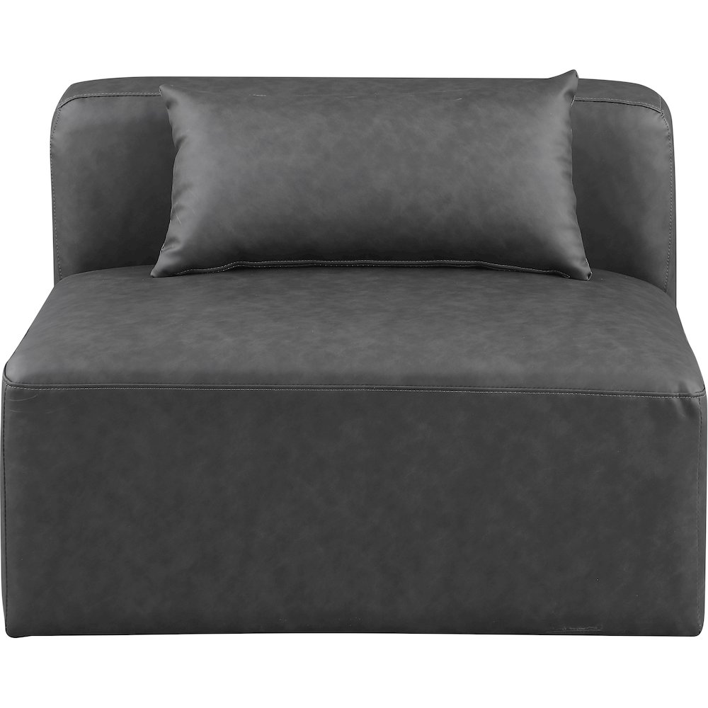 Cube Charcoal Grey Vegan Leather Armless Chair. Picture 3