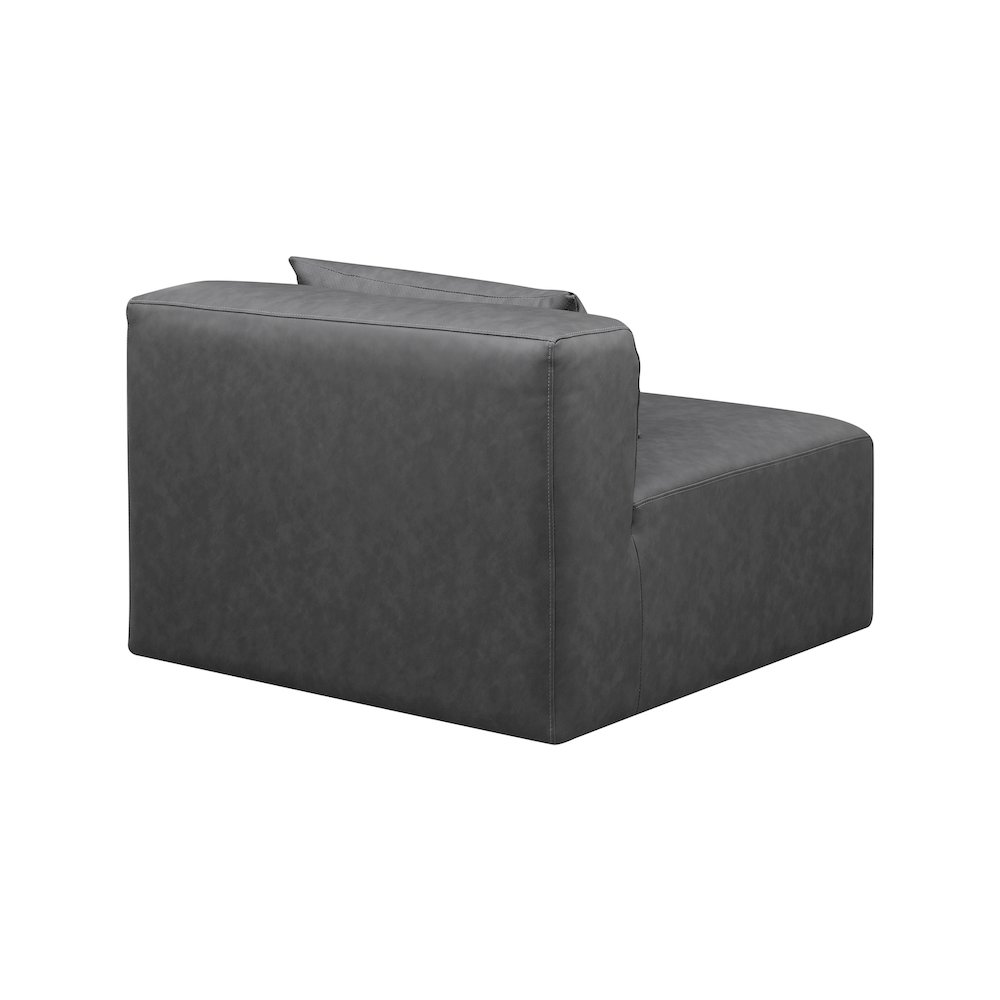 Cube Charcoal Grey Vegan Leather Armless Chair. Picture 4