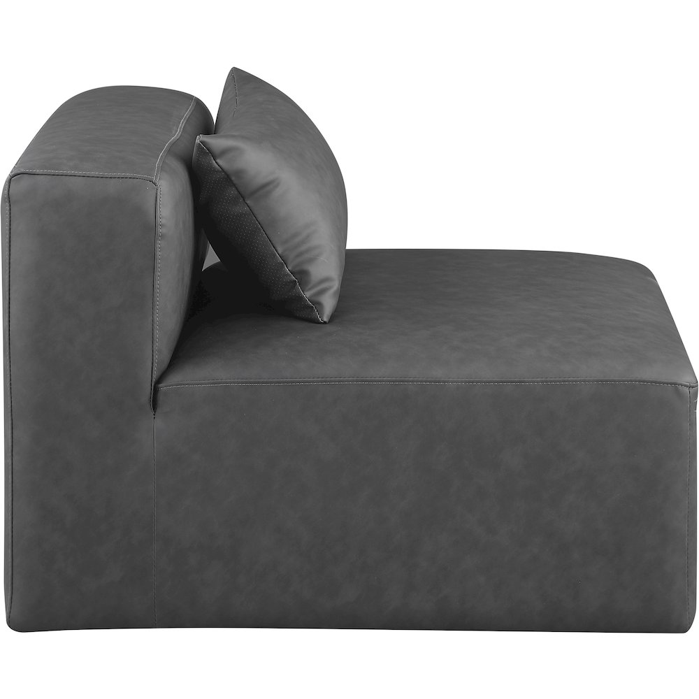Cube Charcoal Grey Vegan Leather Armless Chair. Picture 5