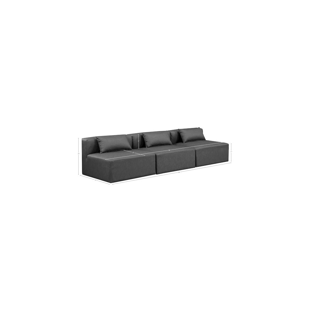 Cube Charcoal Grey Vegan Leather Modular Sofa. Picture 6