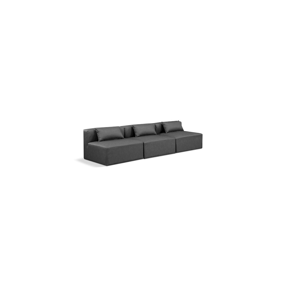 Cube Charcoal Grey Vegan Leather Modular Sofa. Picture 1