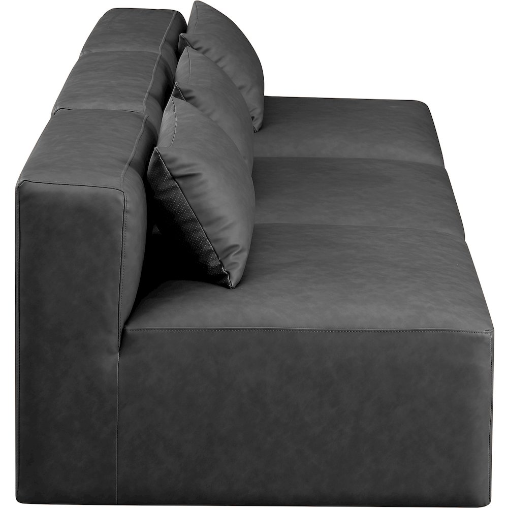 Cube Charcoal Grey Vegan Leather Modular Sofa. Picture 4
