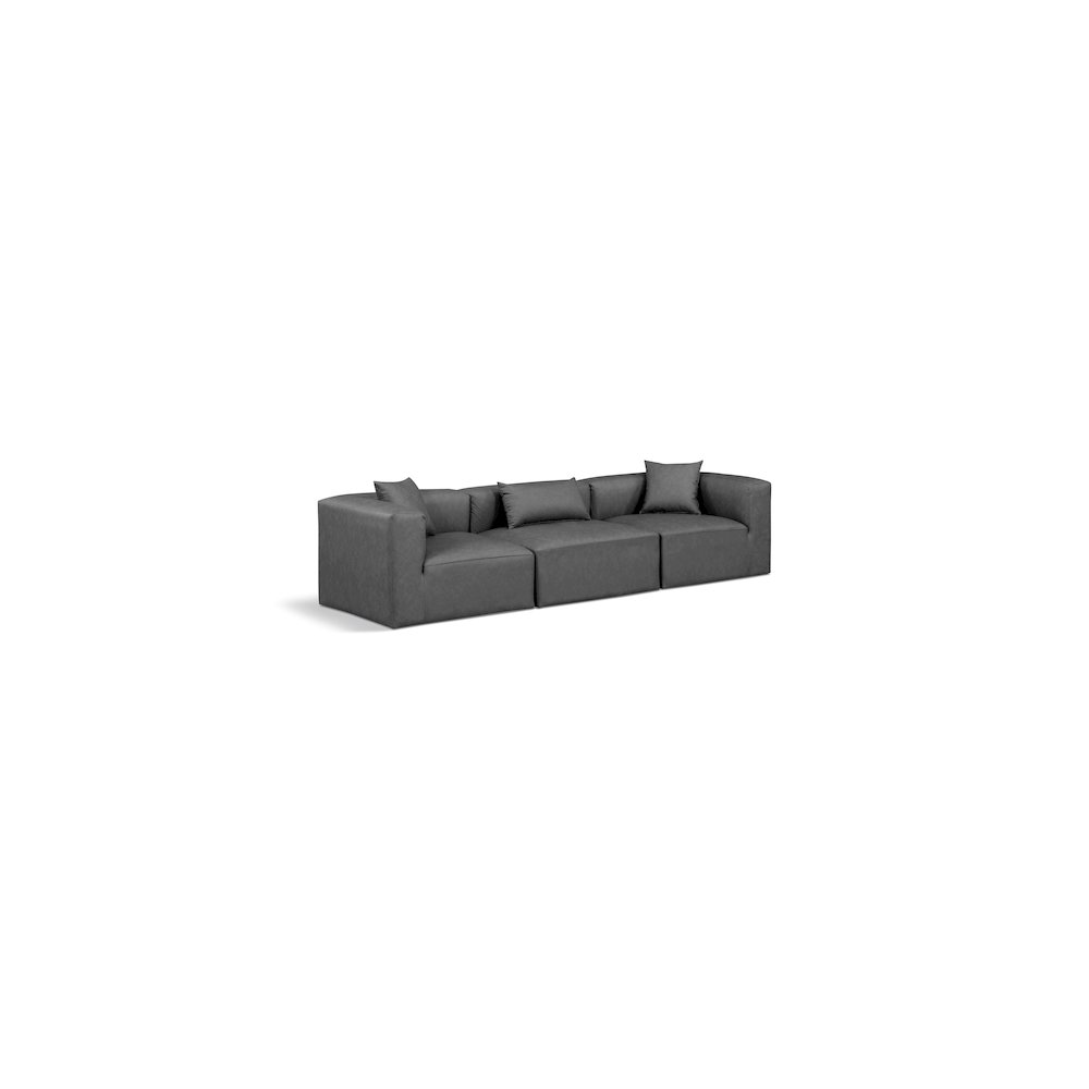 Cube Charcoal Grey Vegan Leather Modular Sofa. Picture 1