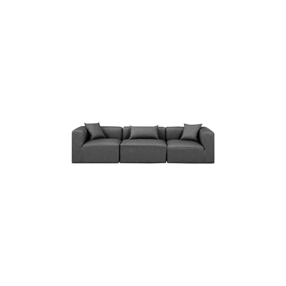 Cube Charcoal Grey Vegan Leather Modular Sofa. Picture 3
